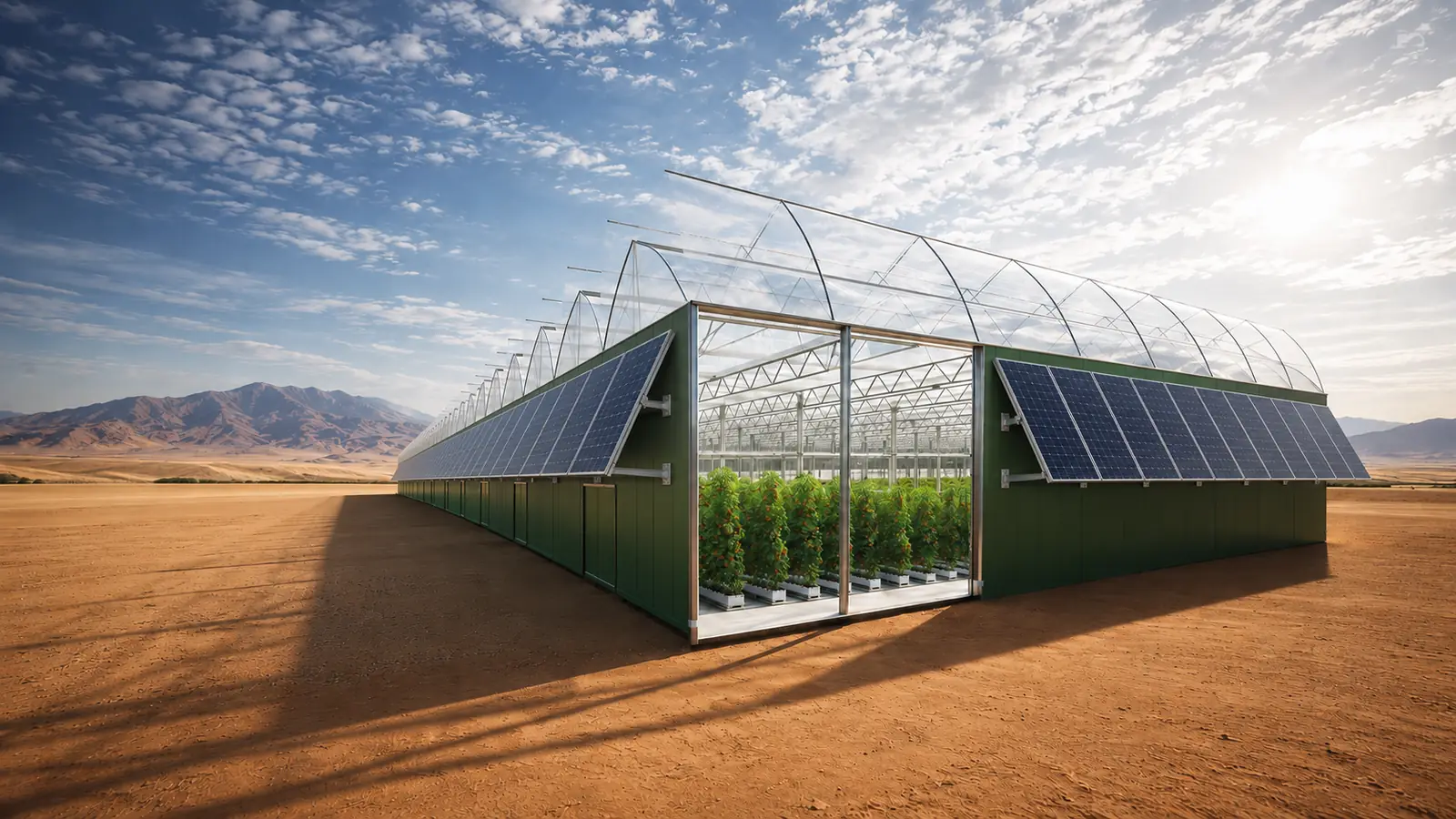 3-Climates greenhouse in a hot, arid climate